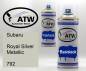 Preview: Subaru, Royal Silver Metallic, 792: 400ml Sprühdose + 400ml Klarlack - Set, von ATW Autoteile West.